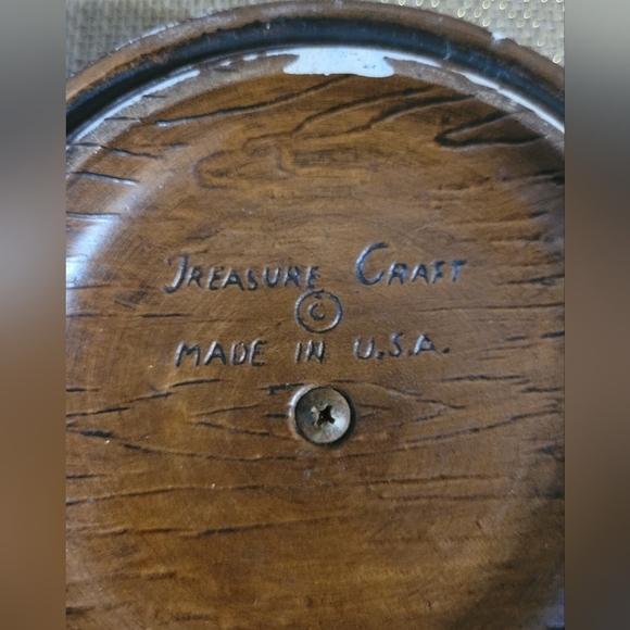 Vintage Treasure Craft Coffee Canister Faux Bois Wood Look Ceramic Tree & Leaves - Picture 9 of 9